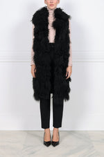 Curly Shearling Long Multitextured Vest