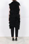 Curly Shearling Long Multitextured Vest