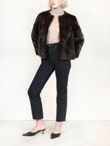 The Mosaic Mink Upcycled Jacket in Dark Brown