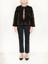 The Mosaic Mink Upcycled Jacket in Dark Brown