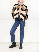 The  Tan and Brown Mosaic Mink Upcycled Jacket