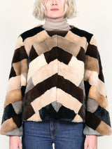 The  Tan and Brown Mosaic Mink Upcycled Jacket
