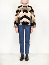 The  Tan and Brown Mosaic Mink Upcycled Jacket