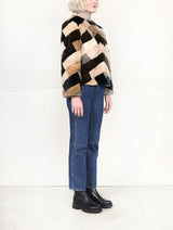 The  Tan and Brown Mosaic Mink Upcycled Jacket