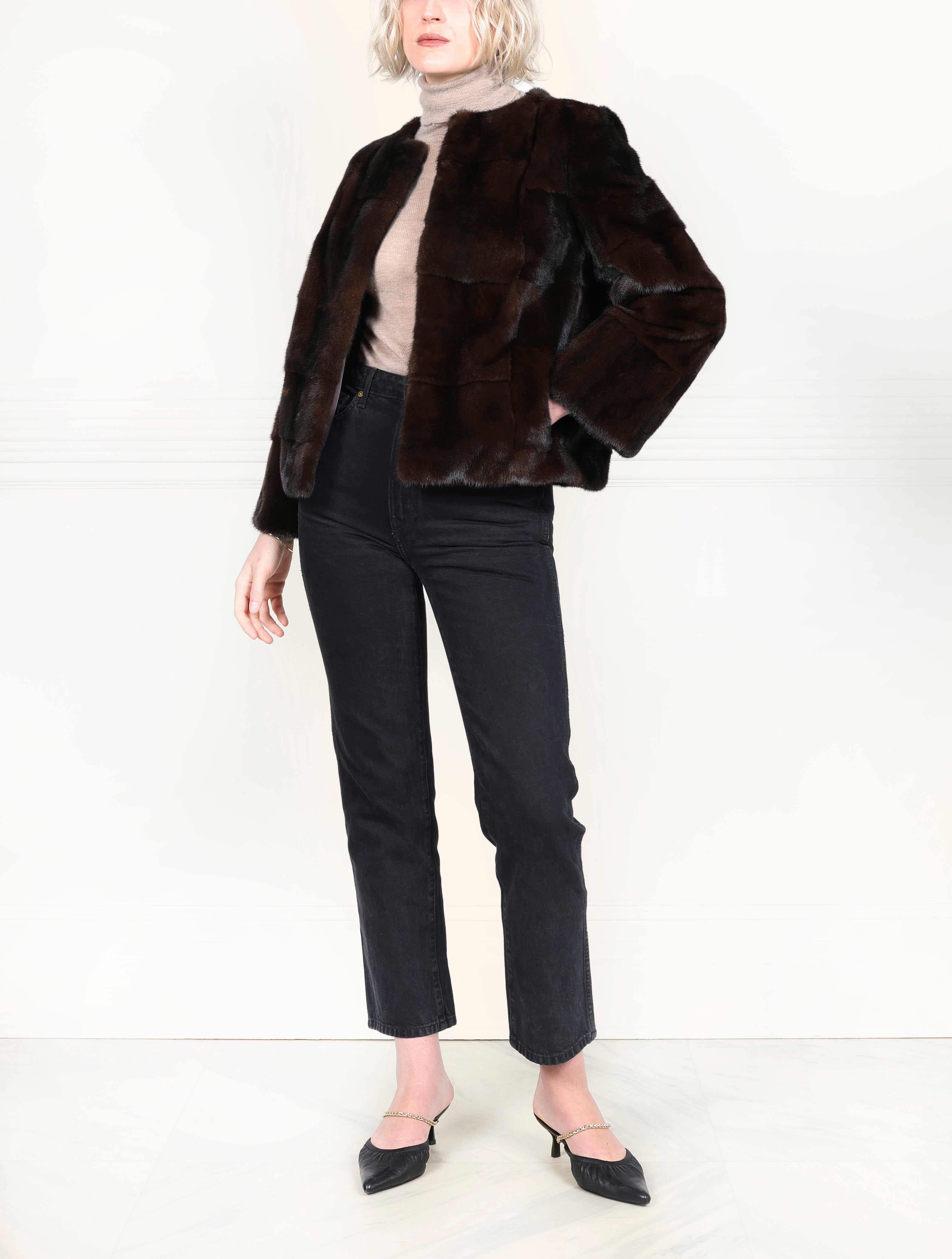 The Mosaic Mink Upcycled Jacket in Chocolate