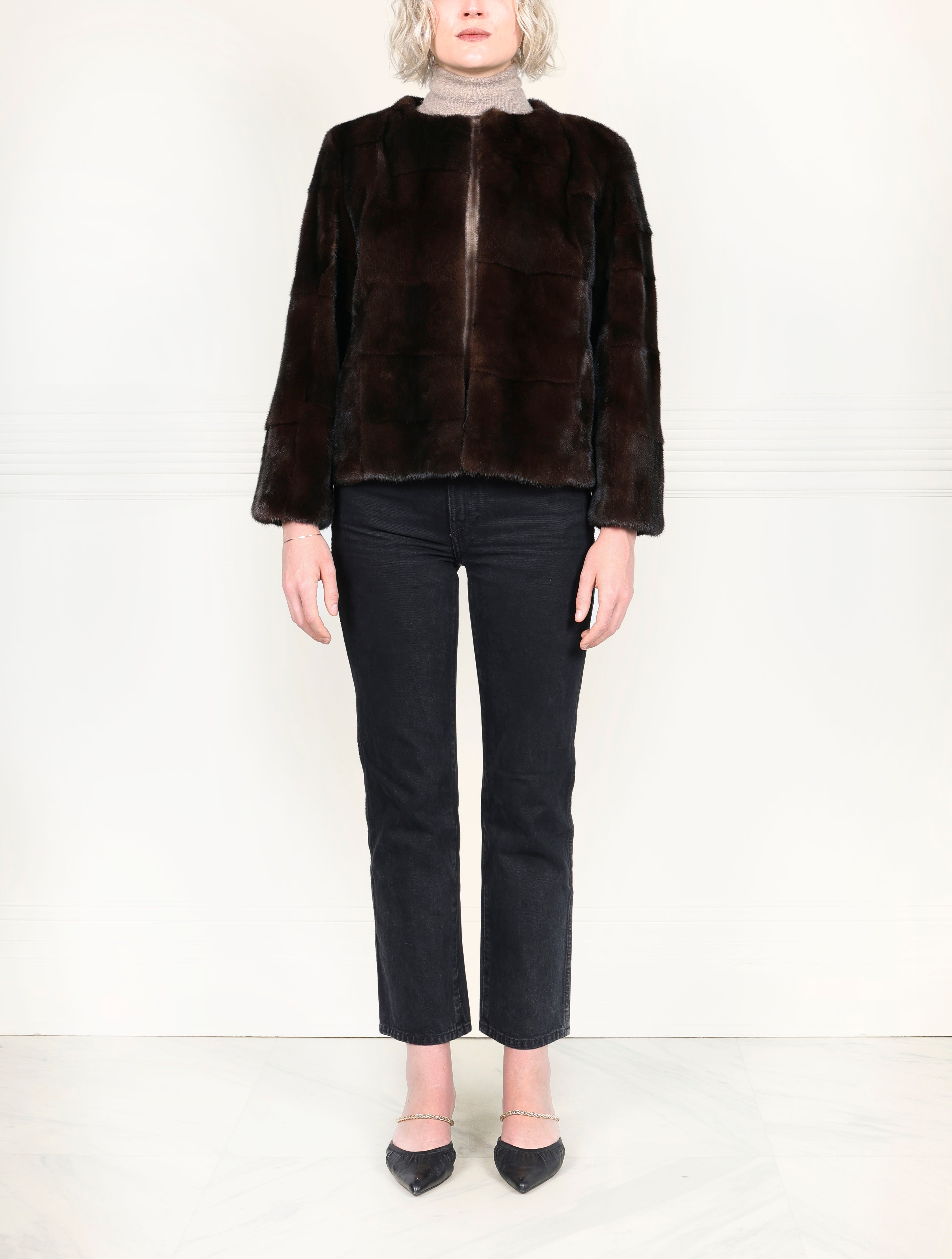 The Mosaic Mink Upcycled Jacket in Chocolate