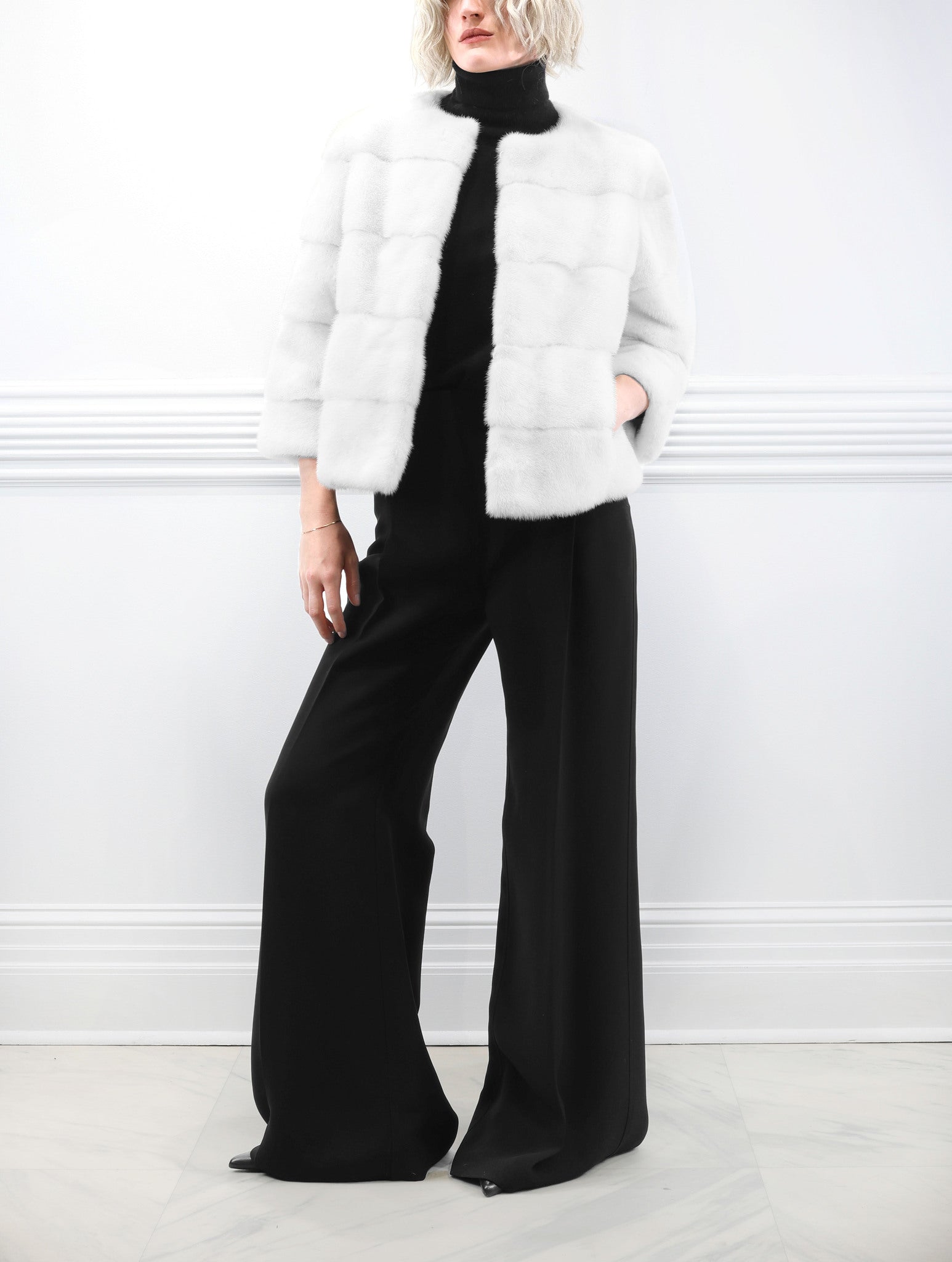 The Peyton Mink Fur Jacket in White
