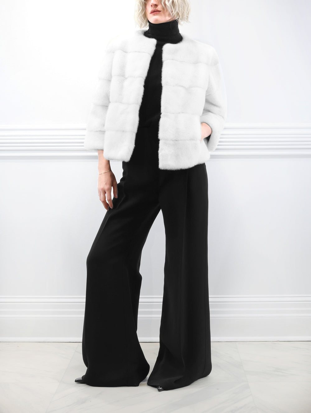 The Peyton Mink Fur Jacket in White