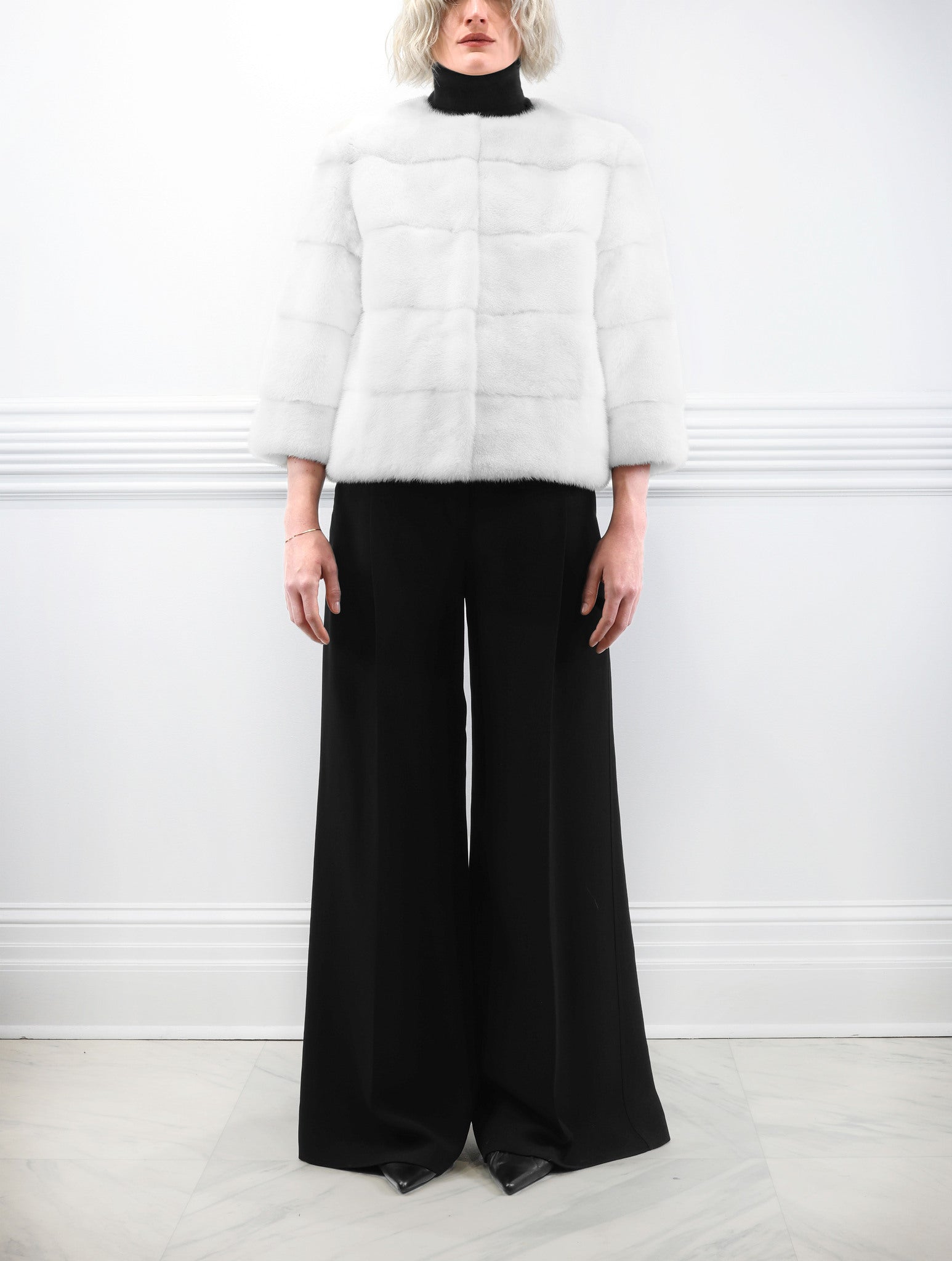 The Peyton Mink Fur Jacket in White