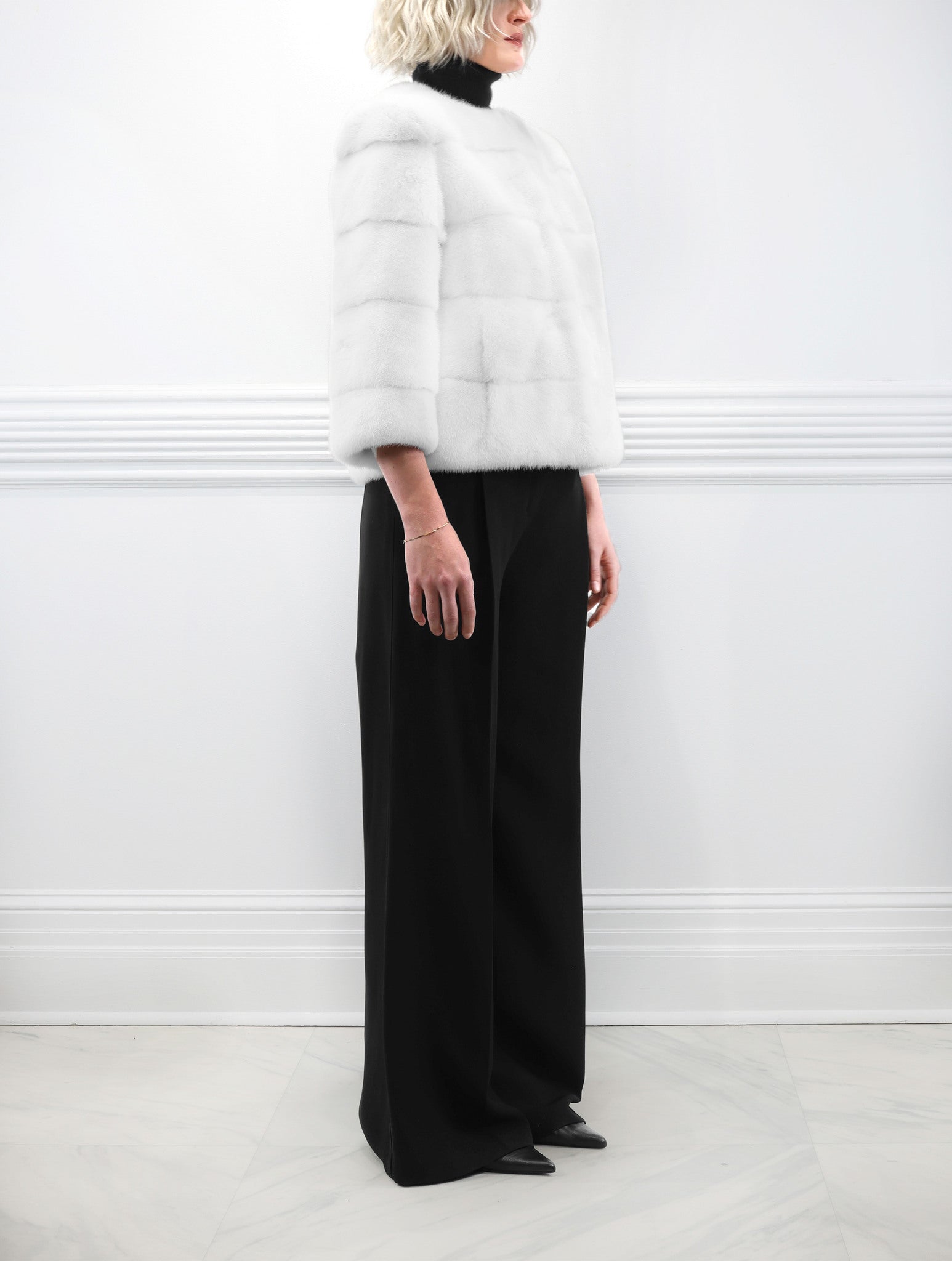 The Peyton Mink Fur Jacket in White