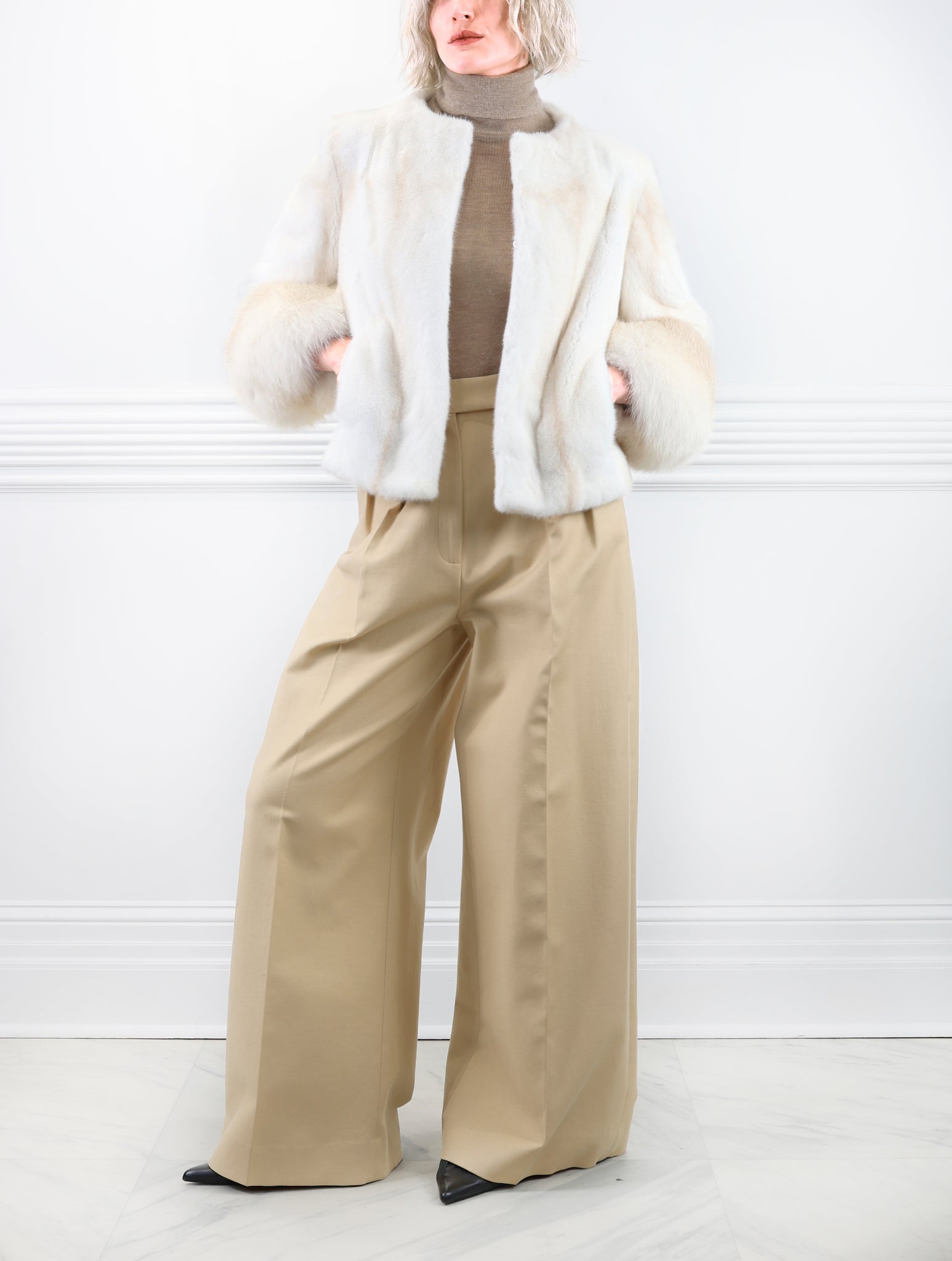 The Cookie Mink Jacket with Fox Cuffs
