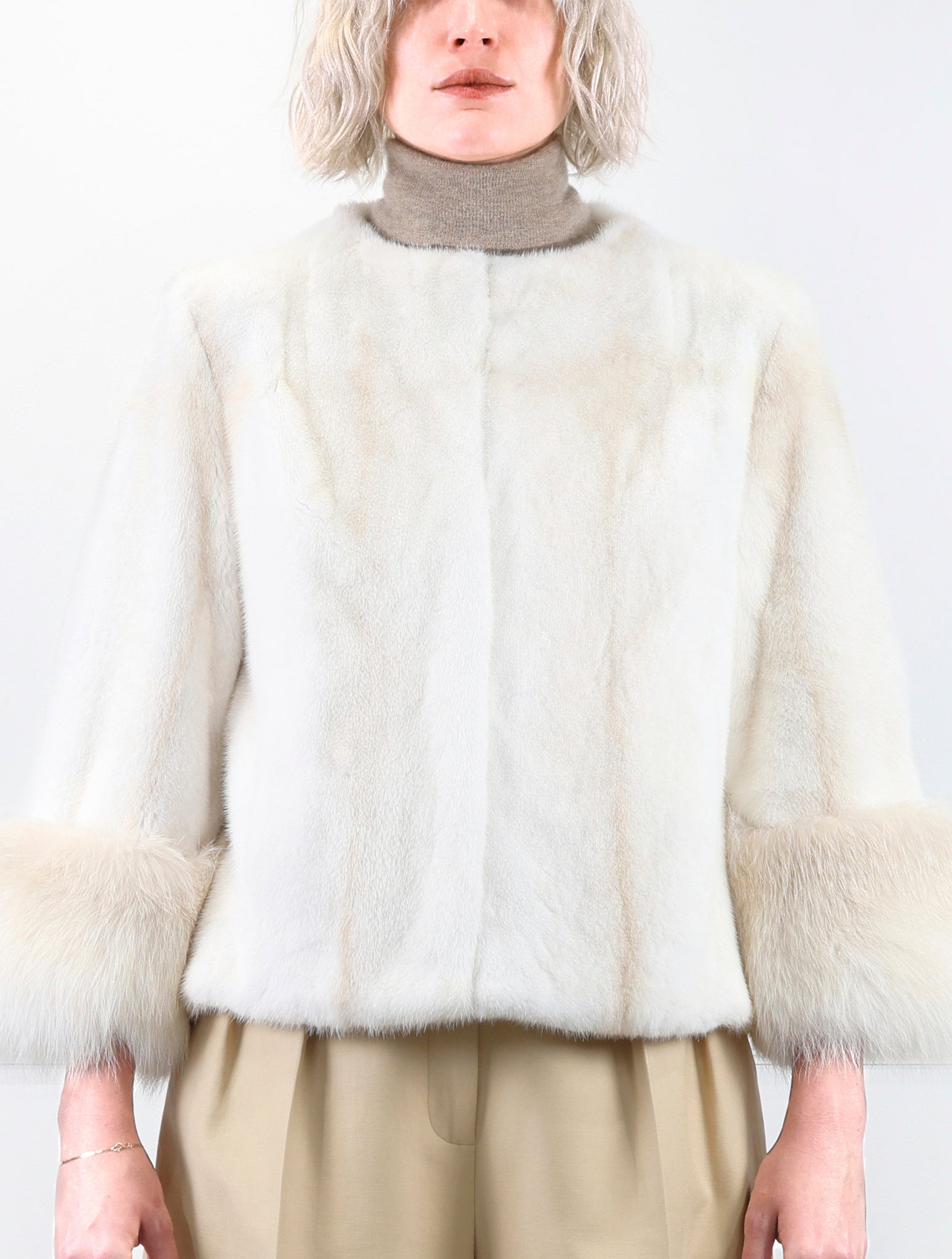 The Cookie Mink Jacket with Fox Cuffs