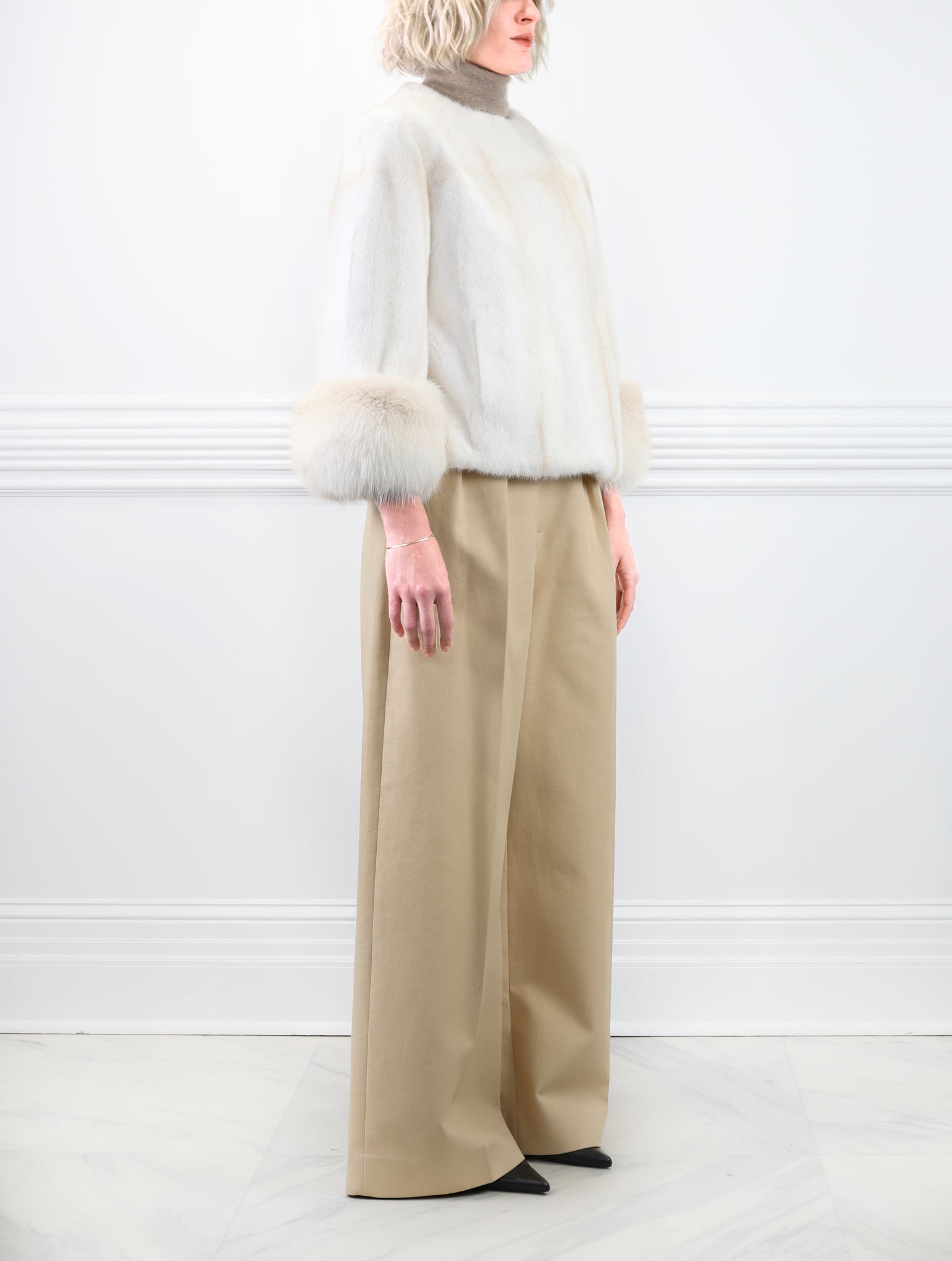 The Cookie Mink Jacket with Fox Cuffs