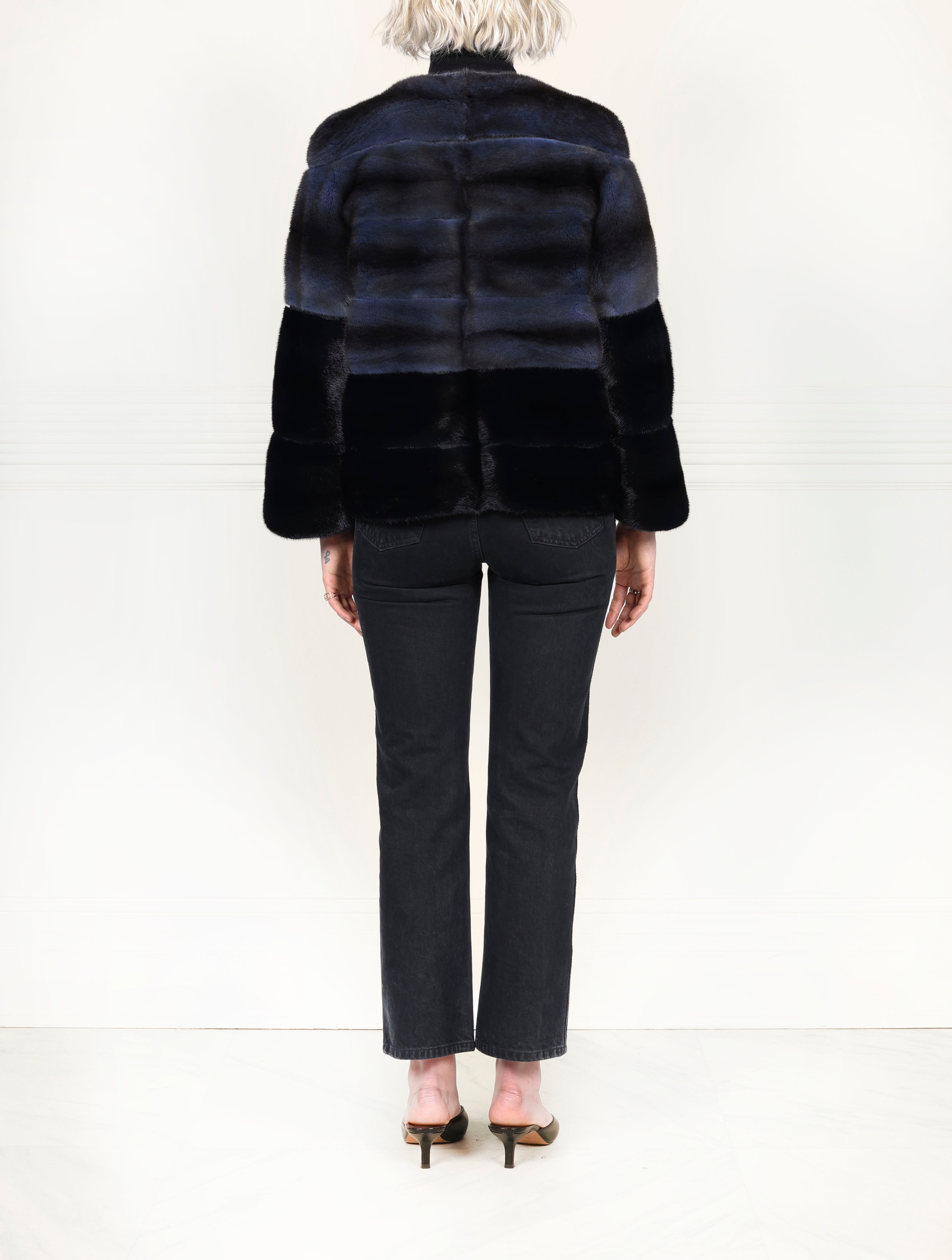Two Toned Blue Mink Fur Jacket