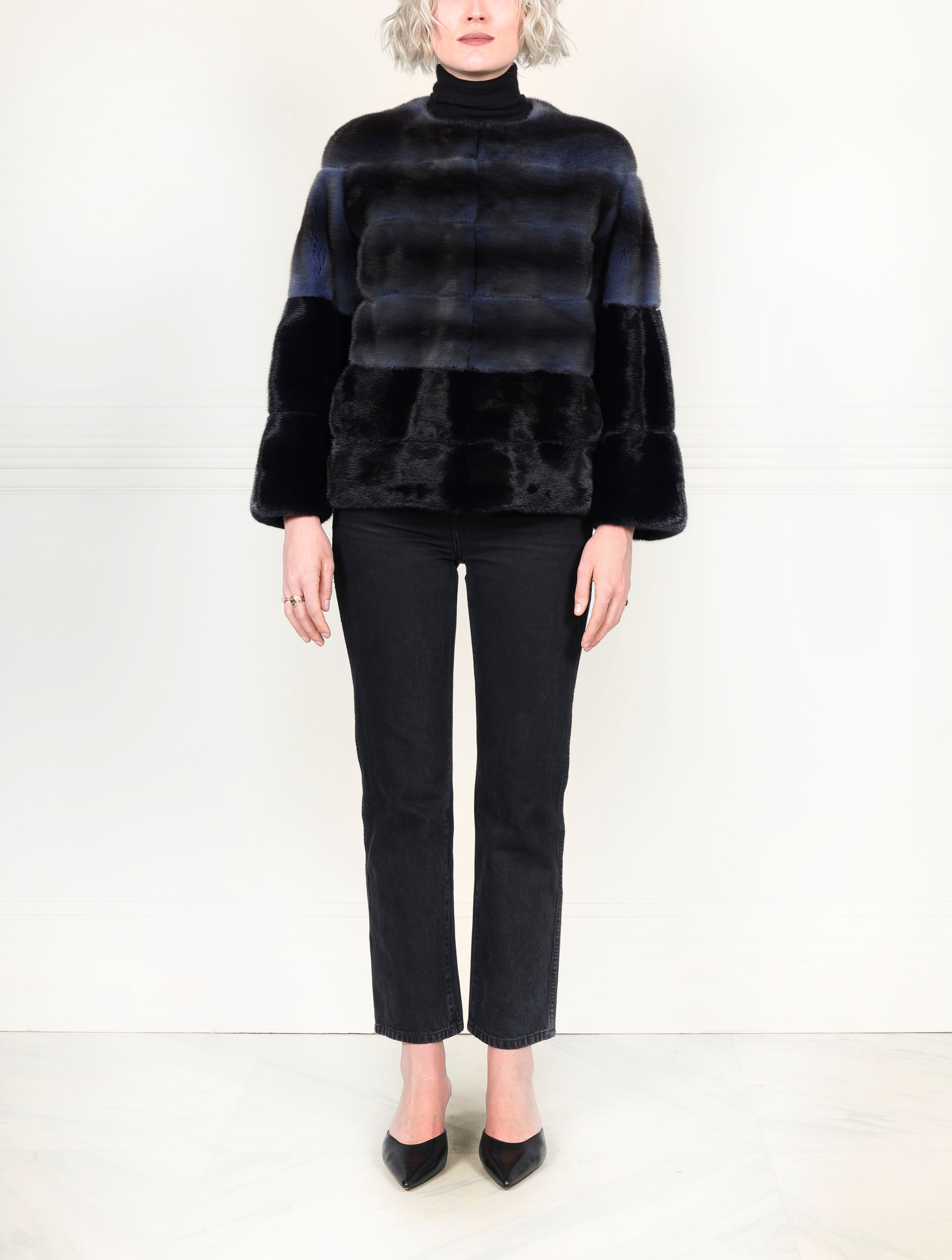 Two Toned Blue Mink Fur Jacket