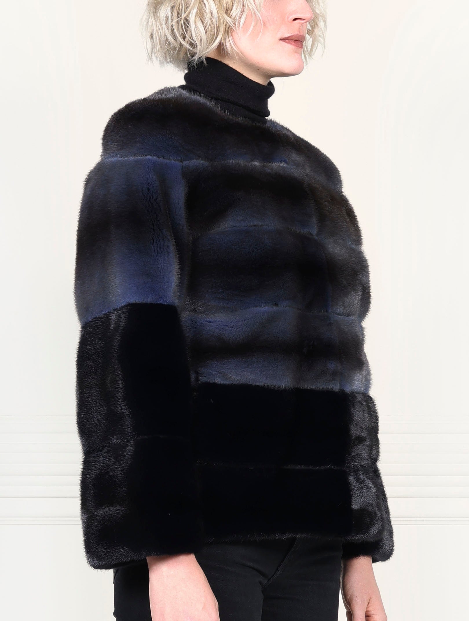 Two Toned Blue Mink Fur Jacket
