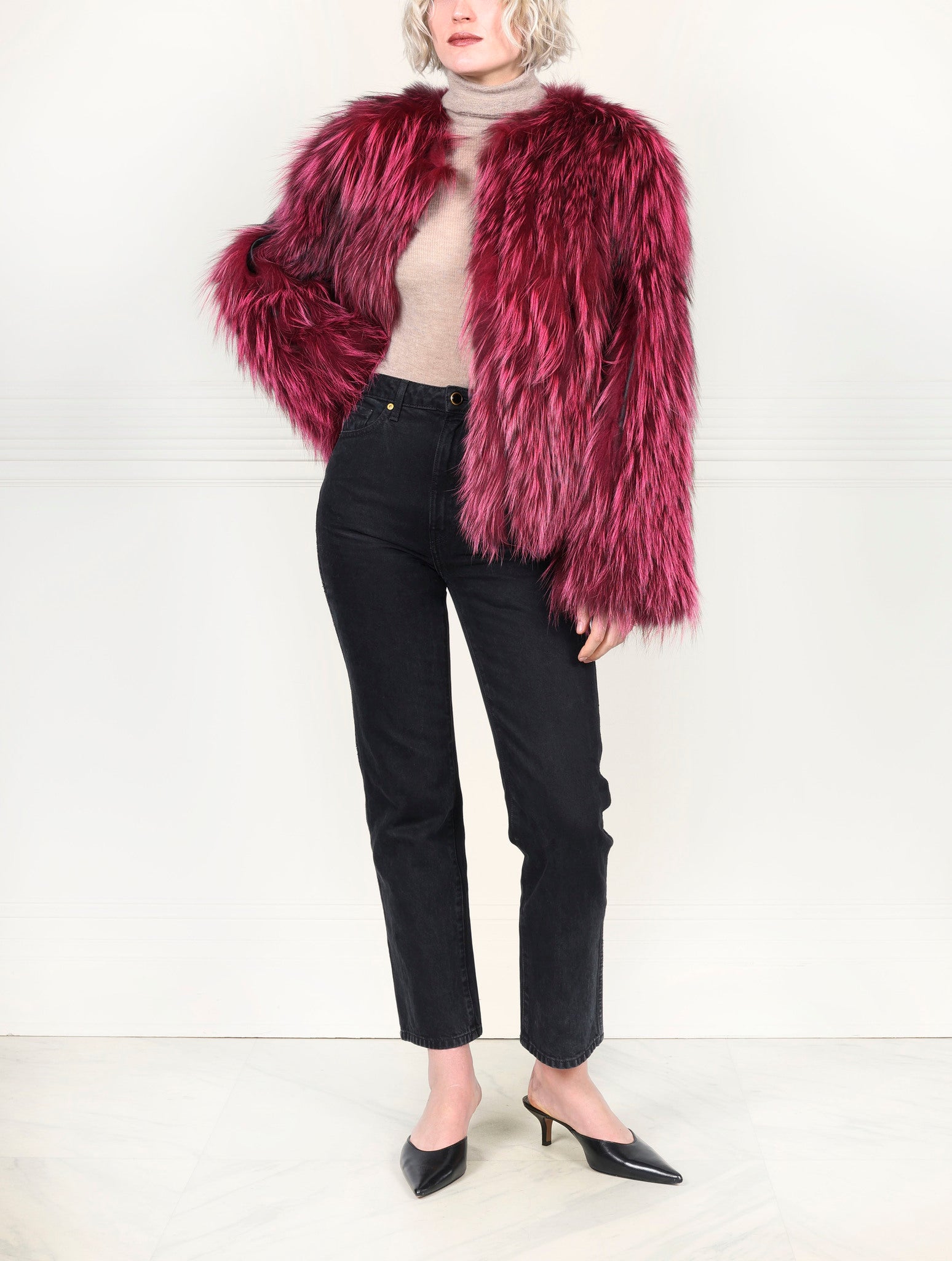 Dyed  Fox and Leather Fur Jacket
