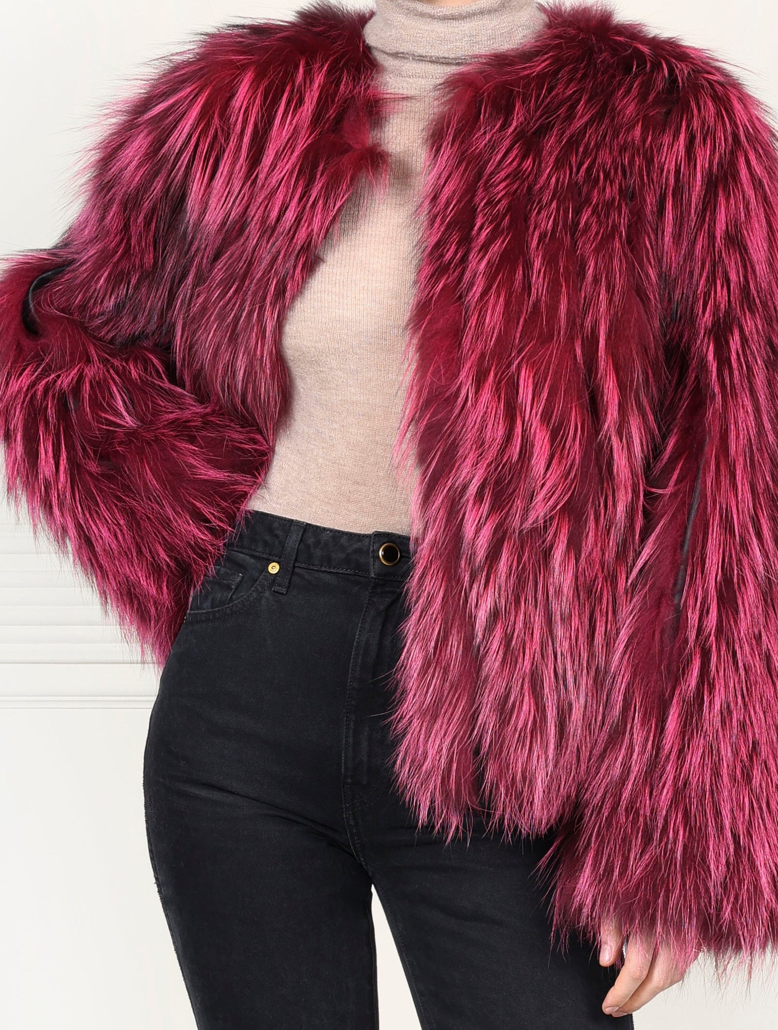 Dyed  Fox and Leather Fur Jacket