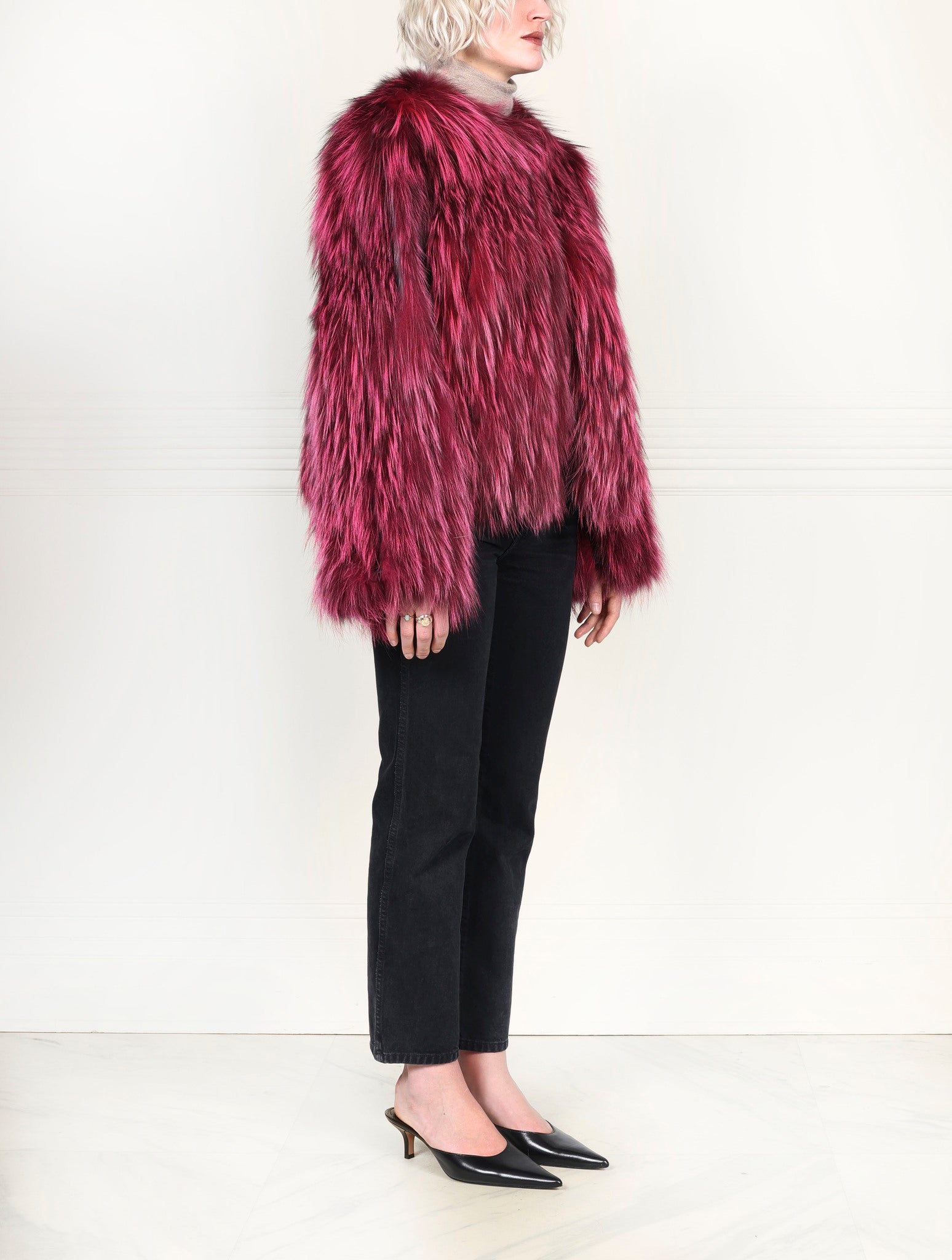 Dyed  Fox and Leather Fur Jacket