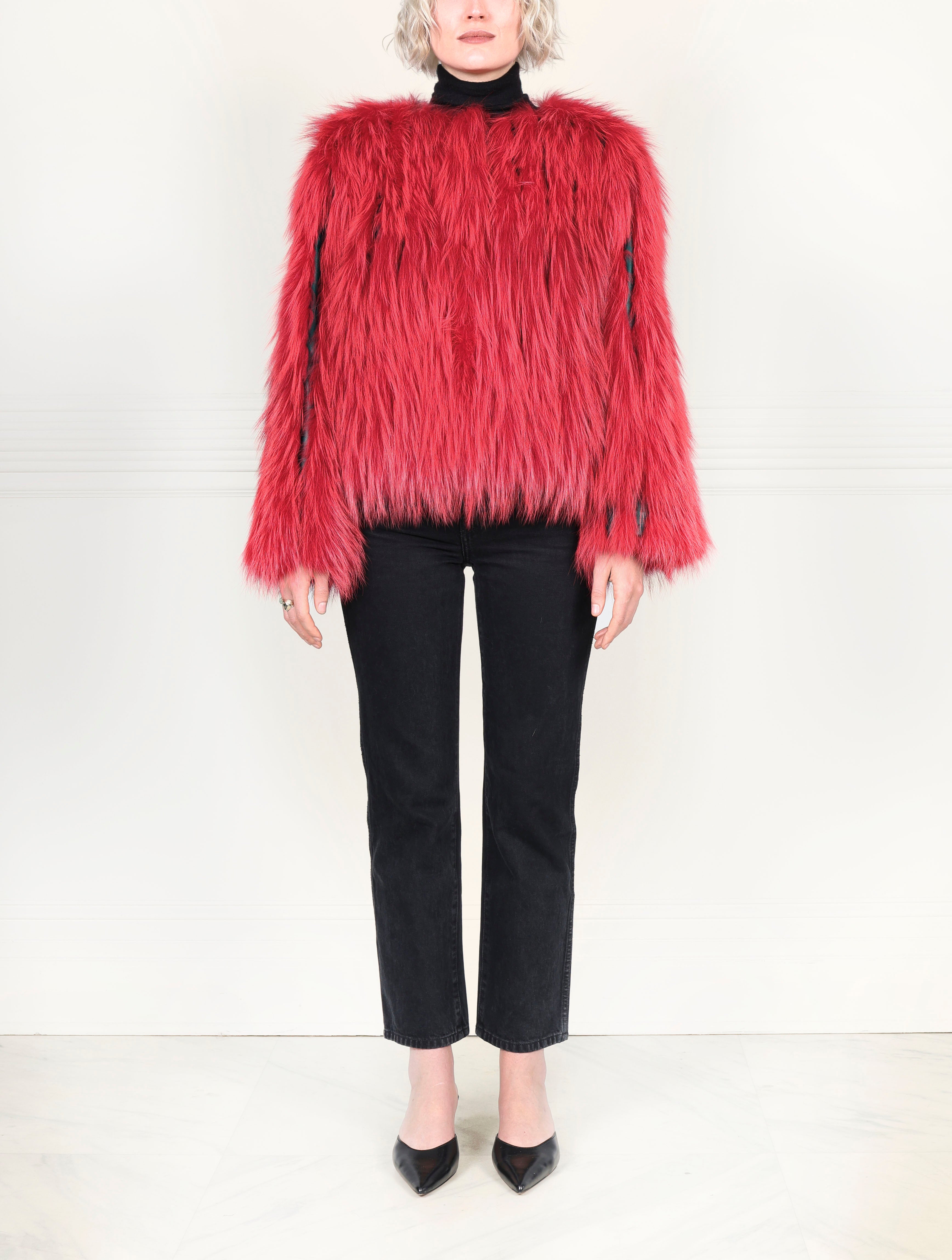 Dyed Red Fox Fur Jacket