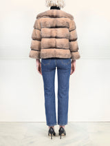 The Peyton Mink Fur Short Jacket  in Tan