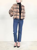 The Peyton Mink Fur Short Jacket  in Tan