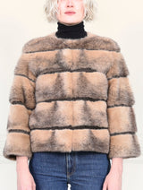 The Peyton Mink Fur Short Jacket  in Tan