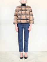 The Peyton Mink Fur Short Jacket  in Tan