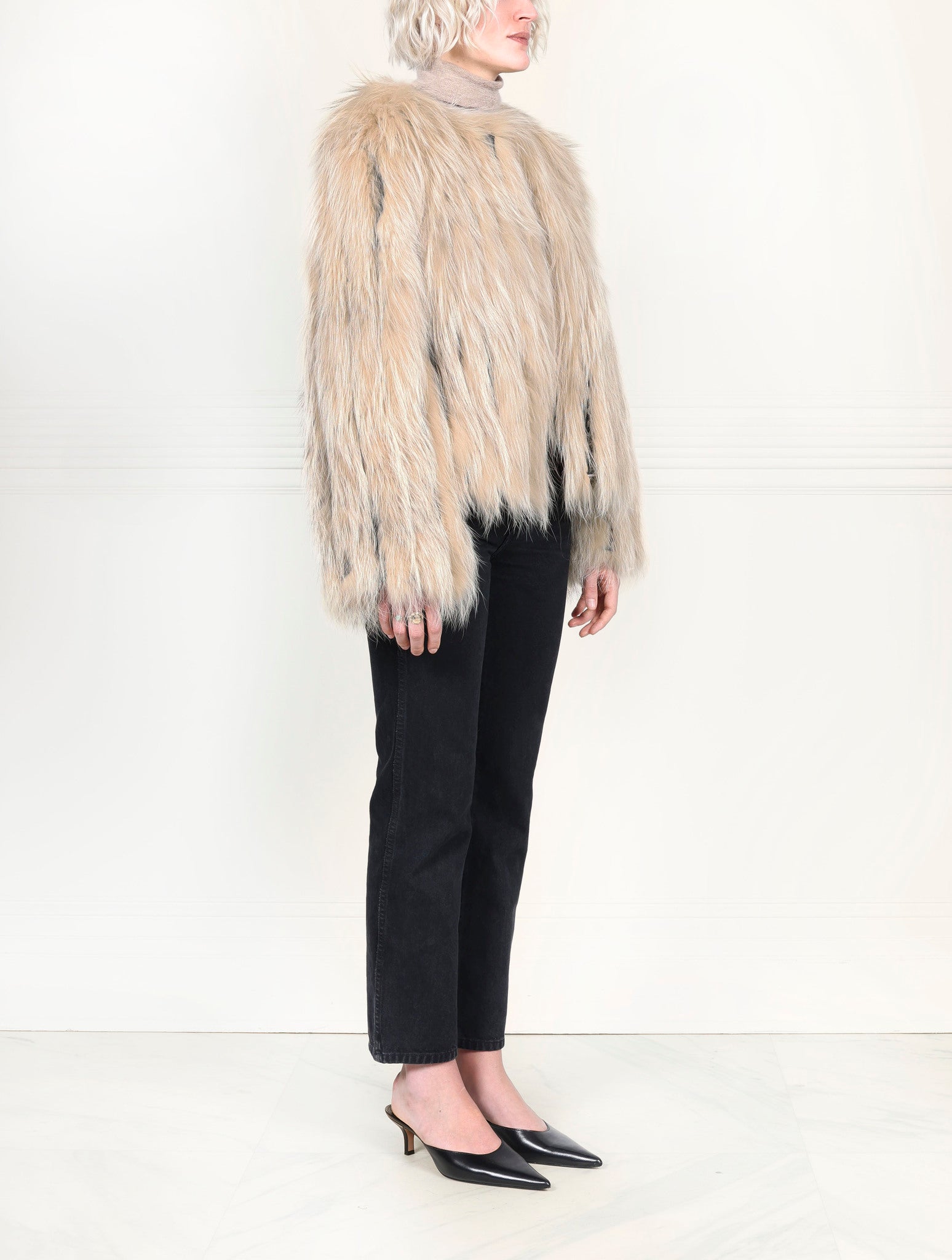 Dyed  Fox and Leather Fur Jacket