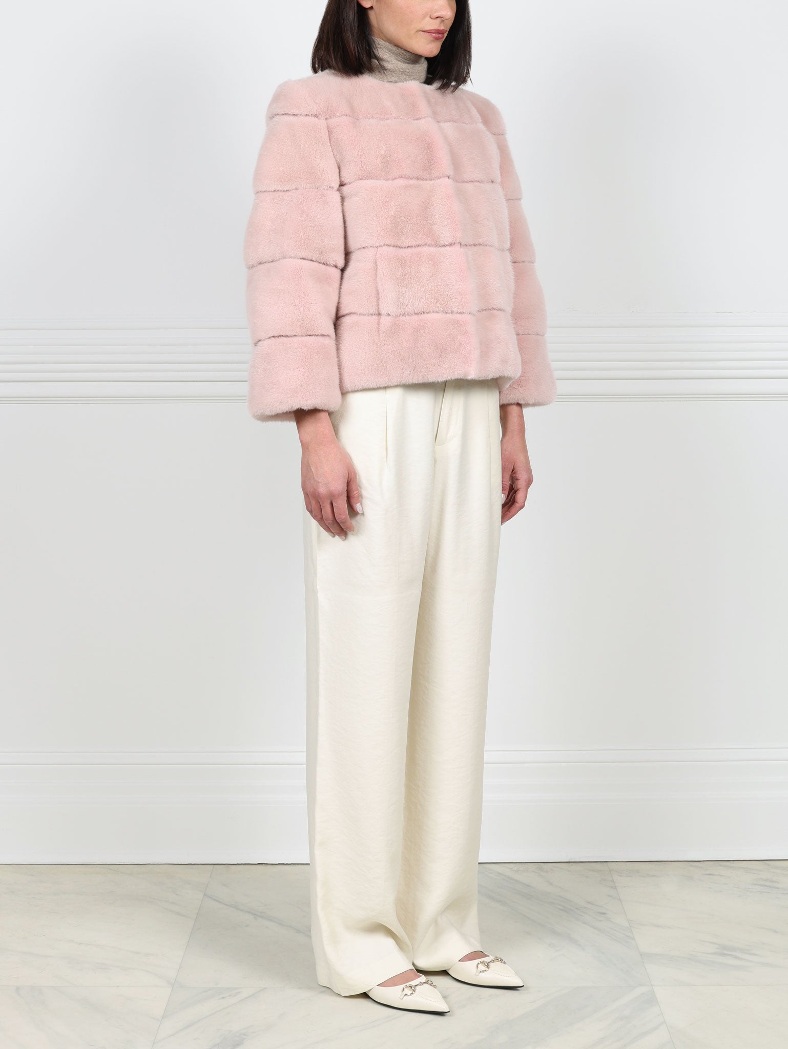 Horizontal Mink Fur Jacket