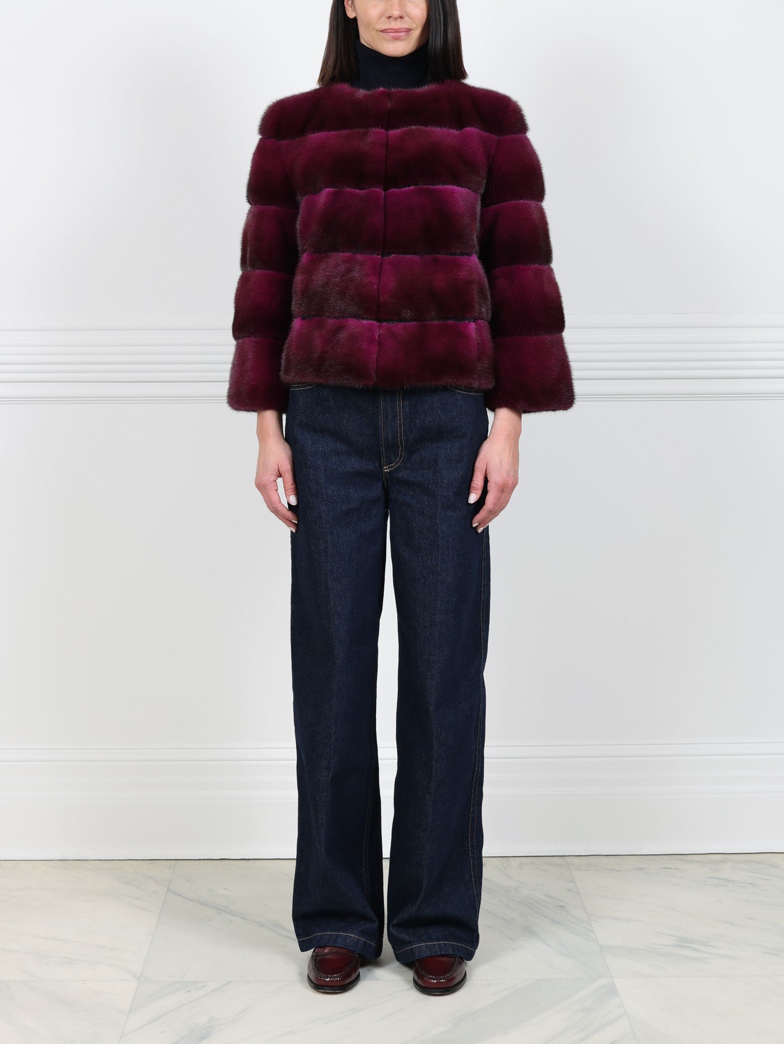 Horizontal Mink Fur Jacket