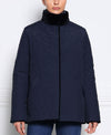 The Everly Reversible Mink Quilted Jacket in Navy