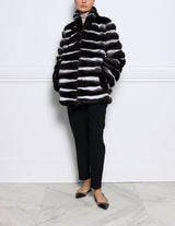 horizontal chinchilla stand collar jacket