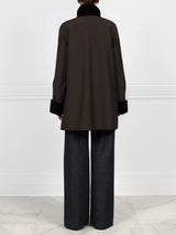 Reversible Sheared Mink Raincoat in Dark Brown