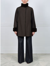 Reversible Sheared Mink Raincoat in Dark Brown