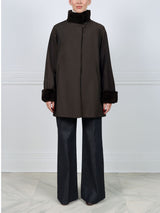 Reversible Sheared Mink Raincoat in Dark Brown