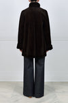 Reversible Sheared Mink Raincoat in Dark Brown