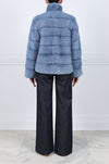 Horizontal Mink Fur Jacket in Light Blue