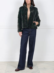 The Royal Mink Fur Jacket in Midnight Green