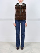 The Damla Hooded Mink Fur & Nylon Puffer Vest