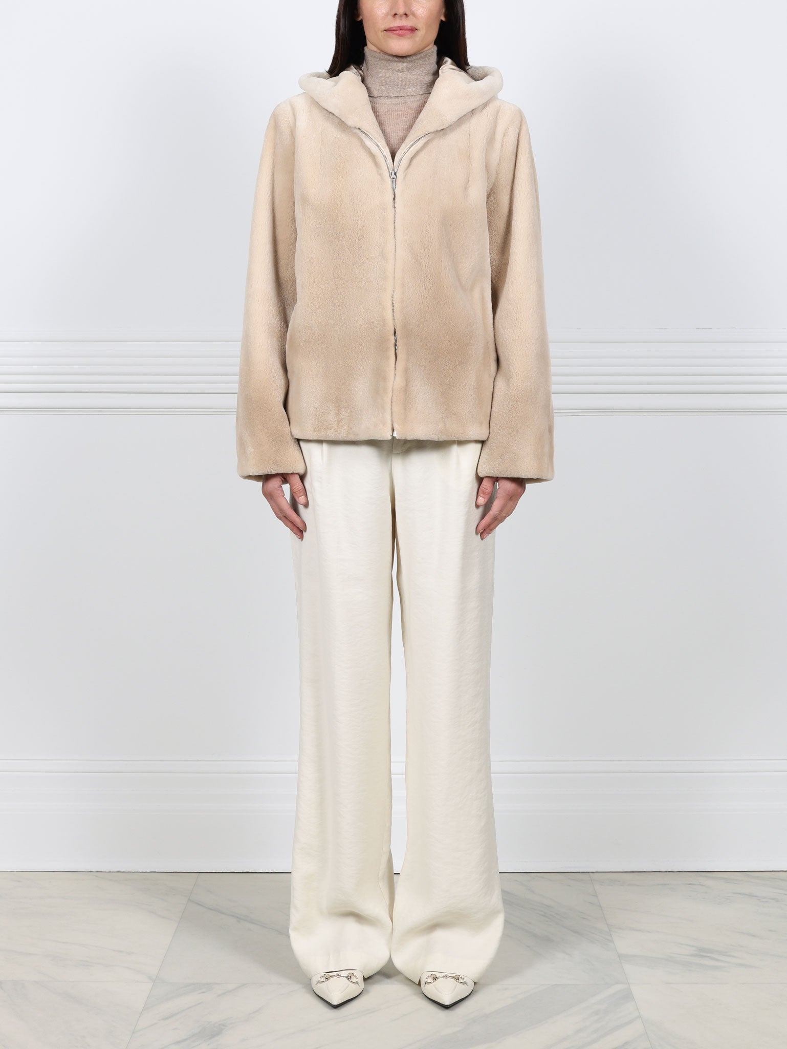 The Palomino Sheared Mink Fur Hoodie Jacket