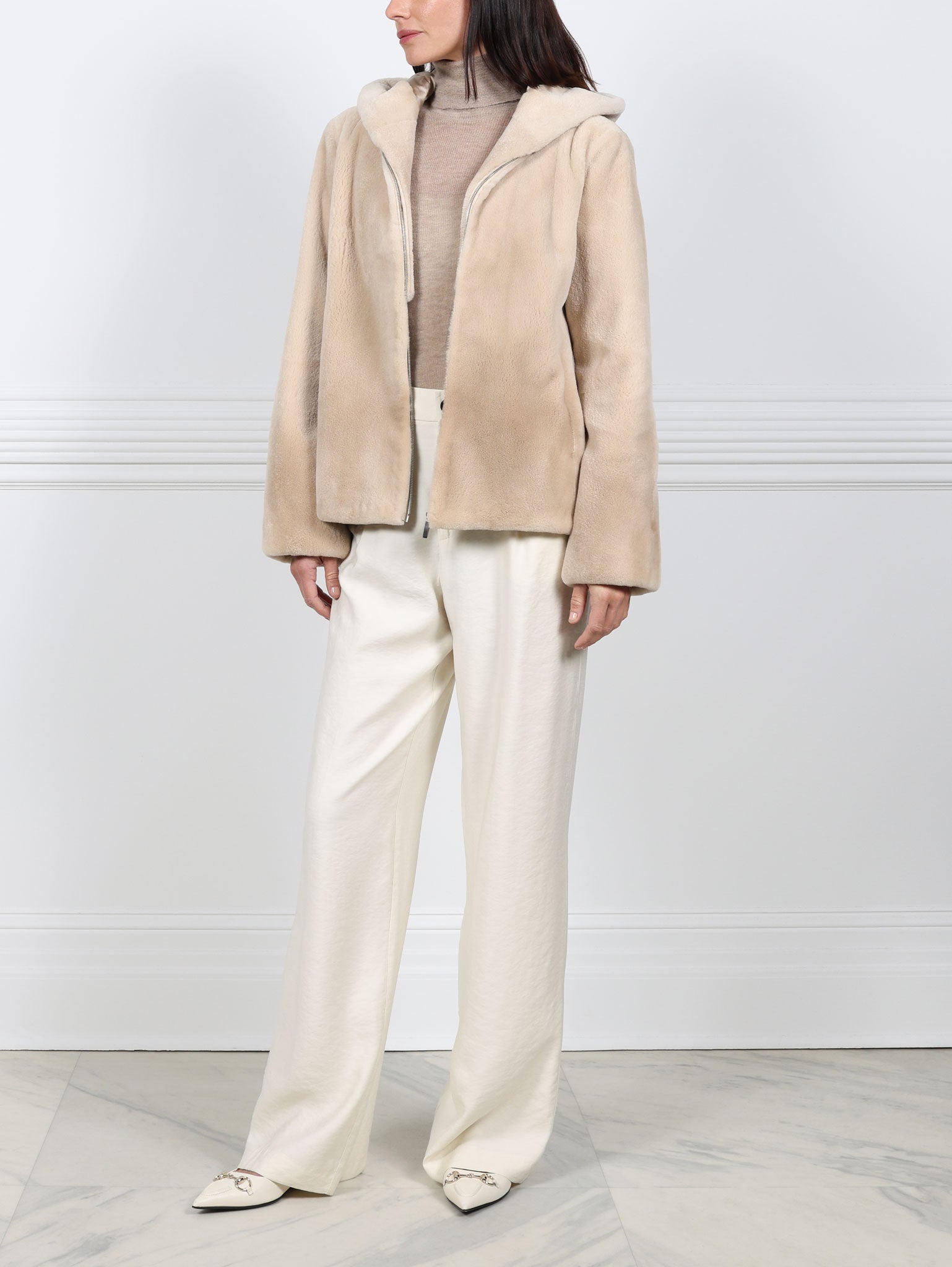 The Palomino Sheared Mink Fur Hoodie Jacket