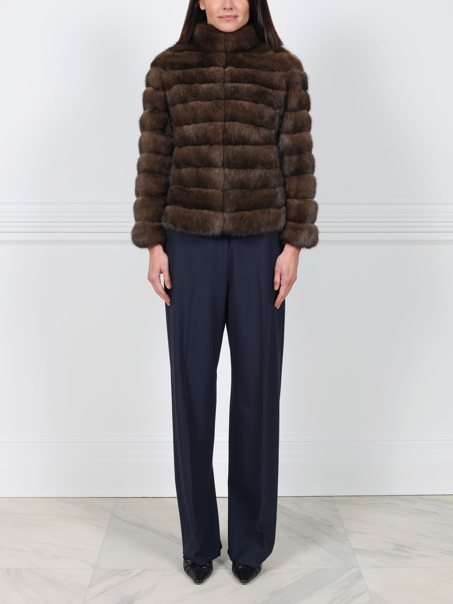 Horizontal Sable Fur Jacket