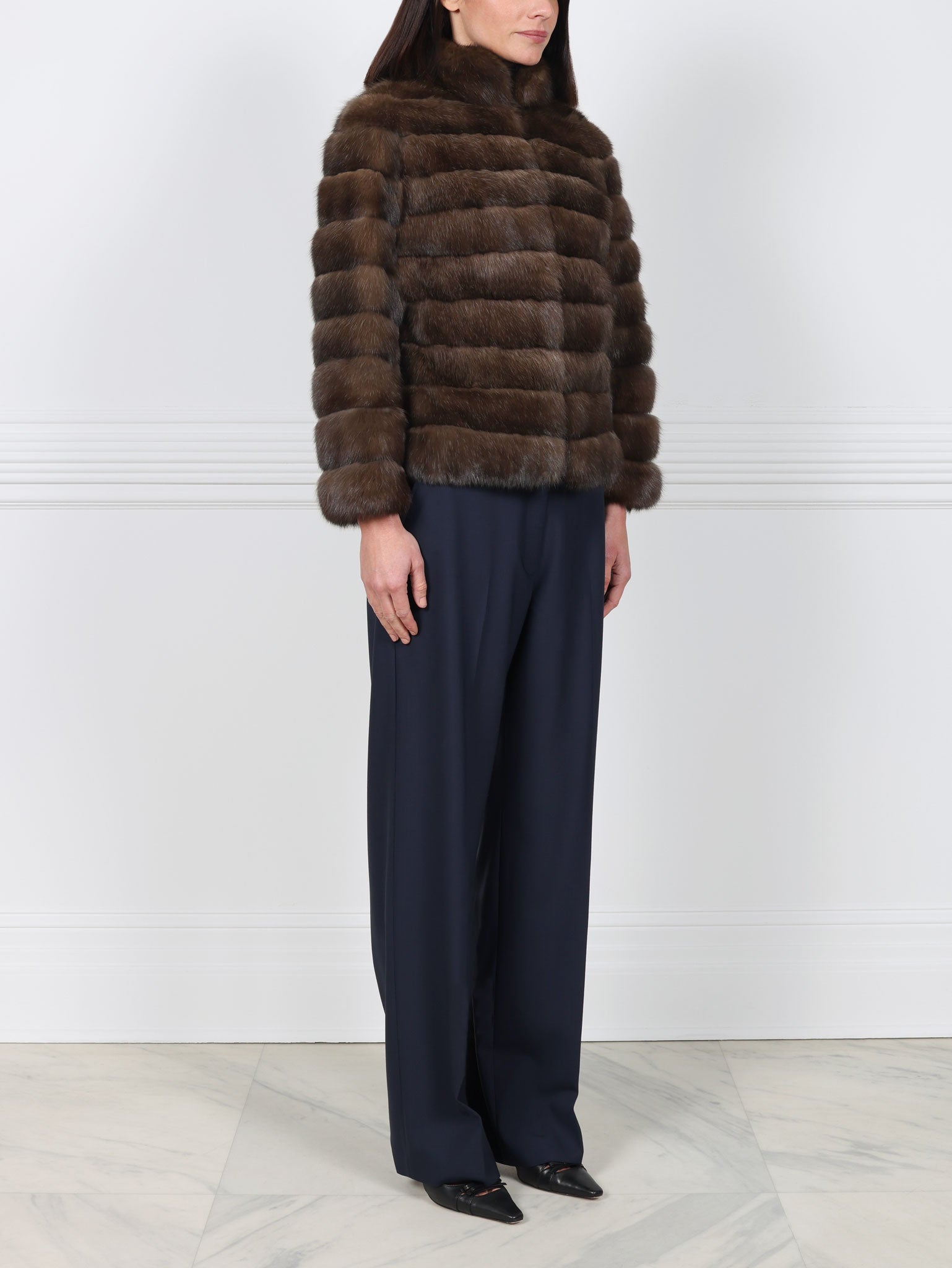 Horizontal Sable Fur Jacket