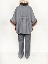 The Jayden Double Face Cashmere Cape with Sable Fur Trim