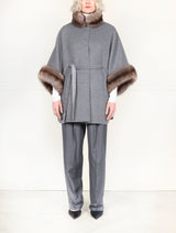 The Jayden Double Face Cashmere Cape with Sable Fur Trim