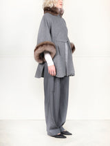 The Jayden Double Face Cashmere Cape with Sable Fur Trim