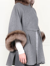 The Jayden Double Face Cashmere Cape with Sable Fur Trim