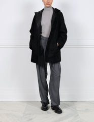 The Davie Hooded Curly Shearling Coat