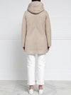 The Davie Hooded Shearling Coat in Beige